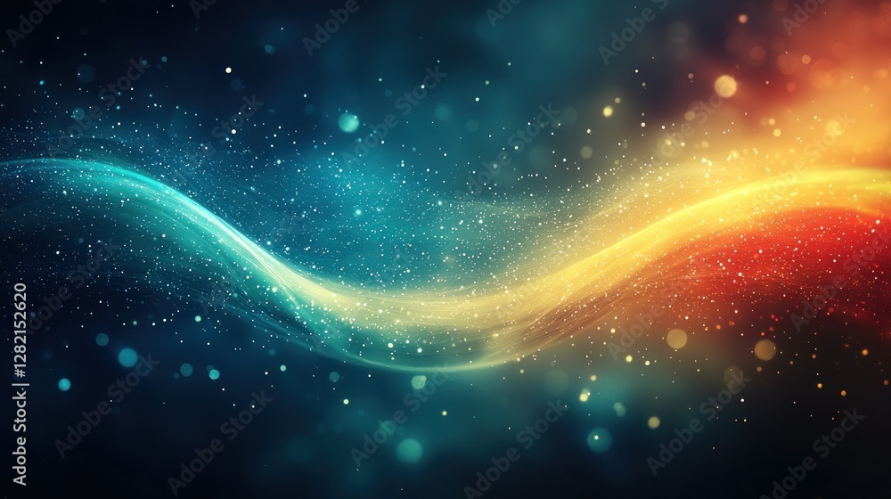 Abstract wavy light motion background with bokeh lights, for web or presentation Abstract wavy light motion background with bokeh lights, for web or presentation