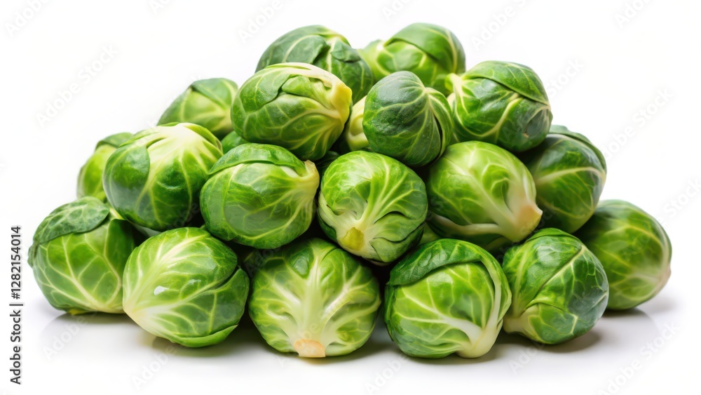 Brussels Sprouts Pile, White Background Brussels Sprouts Pile, White Background