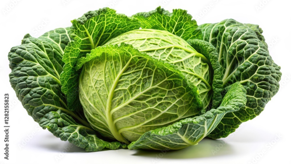 Fototapeta premium Savoy Cabbage on White Background