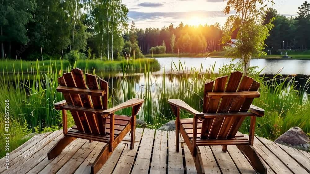 Sunset Serenity: Lakeside Relaxation Sunset Serenity: Lakeside Relaxation