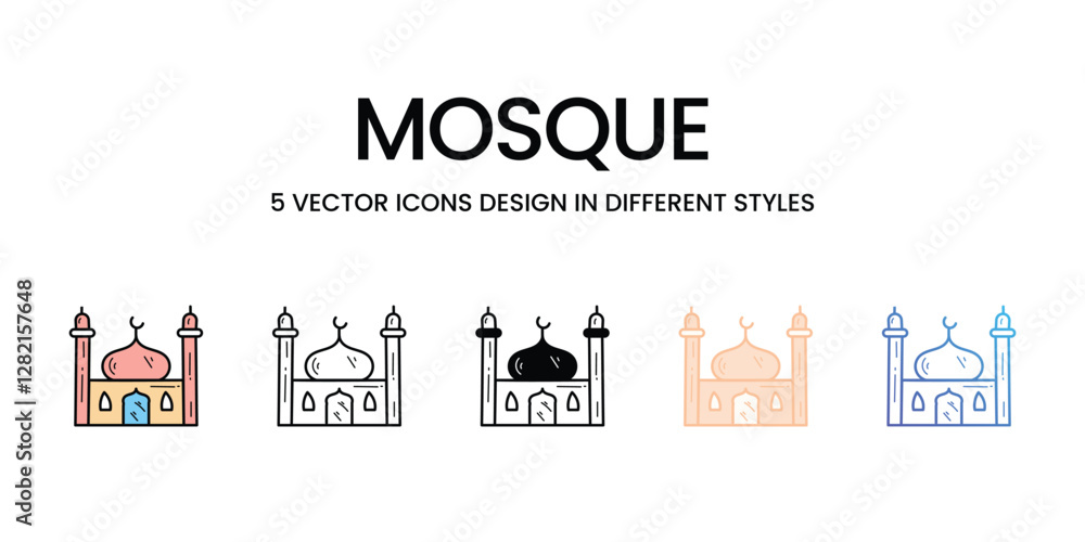 Mosque vector icons set stock illustration Mosque vector icons set stock illustration