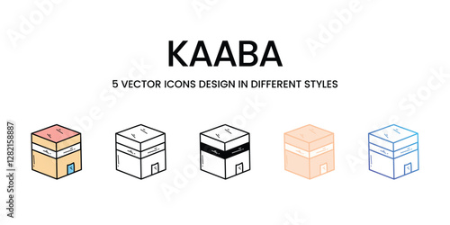 Kaaba vector icons set stock illustration