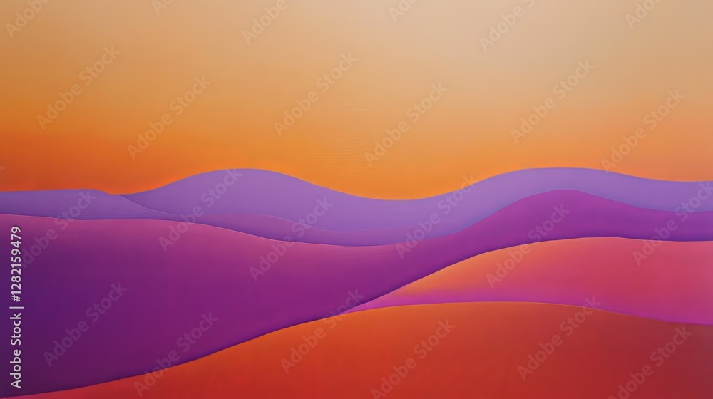 Surreal desert with gradient sands, fading from warm orange to cool violet, vast and dreamlike Surreal desert with gradient sands, fading from warm orange to cool violet, vast and dreamlike