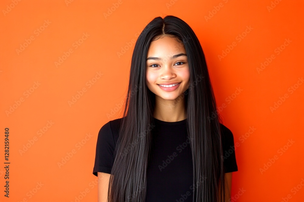 Gorgeous smiling mixed-race girl - for ads, brochure and digital marketing use. Long hairdo - straight hair. Commercial promotion idea. Black girl creative advertising. African beauty art. Gorgeous smiling mixed-race girl - for ads, brochure and digital marketing use. Long hairdo - straight hair. Commercial promotion idea. Black girl creative advertising. African beauty art.