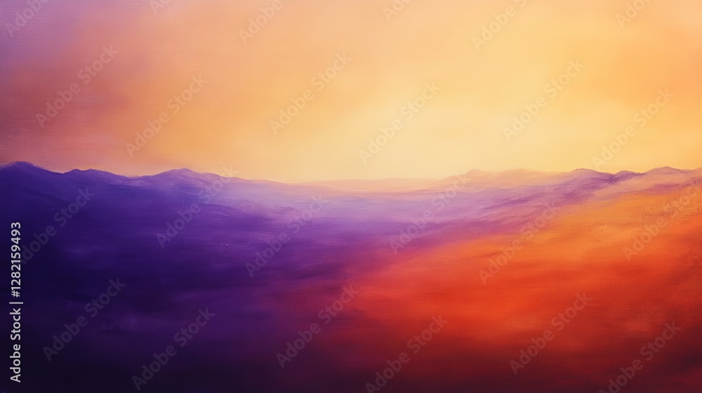 Surreal desert with gradient sands, fading from warm orange to cool violet, vast and dreamlike Surreal desert with gradient sands, fading from warm orange to cool violet, vast and dreamlike