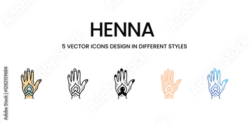 Henna  vector icons set stock illustration