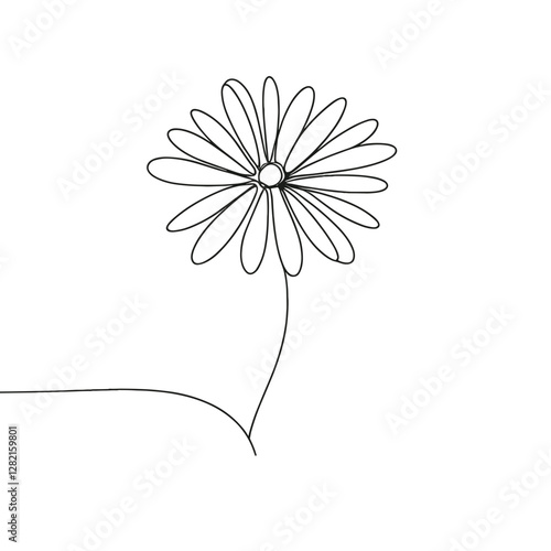 Single line drawing of a daisy flower
