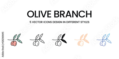 Olive branch vector icons set stock illustration