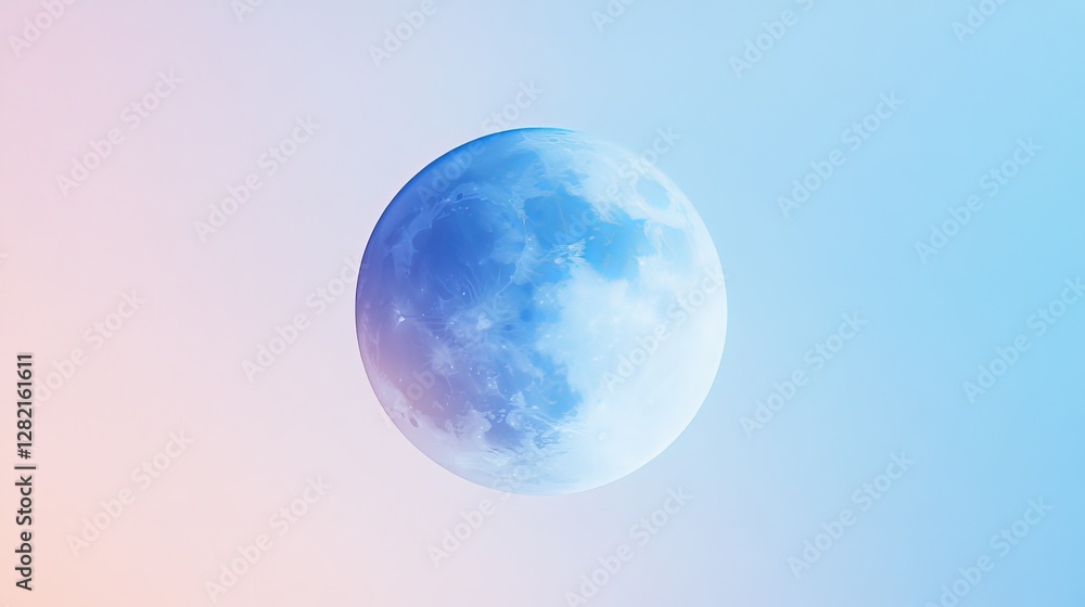 Vibrant gradient moon casting soft light, blending from pearl white to cosmic blue, serene and radiant Vibrant gradient moon casting soft light, blending from pearl white to cosmic blue, serene and radiant