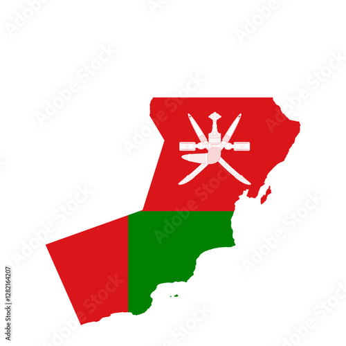 Map of Oman with flag