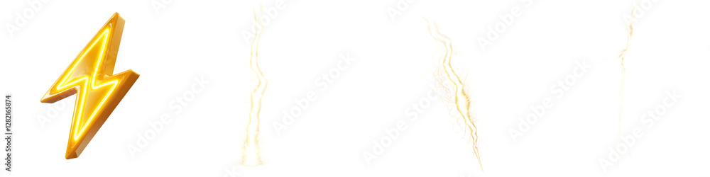 Golden Lightning Bolt and Electric Energy Effects - High-Quality Flash and Thunder Strike Isolated on Transparent Background Golden Lightning Bolt and Electric Energy Effects - High-Quality Flash and Thunder Strike Isolated on Transparent Background