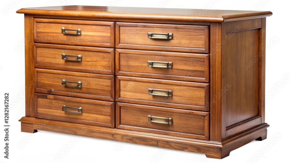 Wooden Chest of Drawers on White Background Wooden Chest of Drawers on White Background