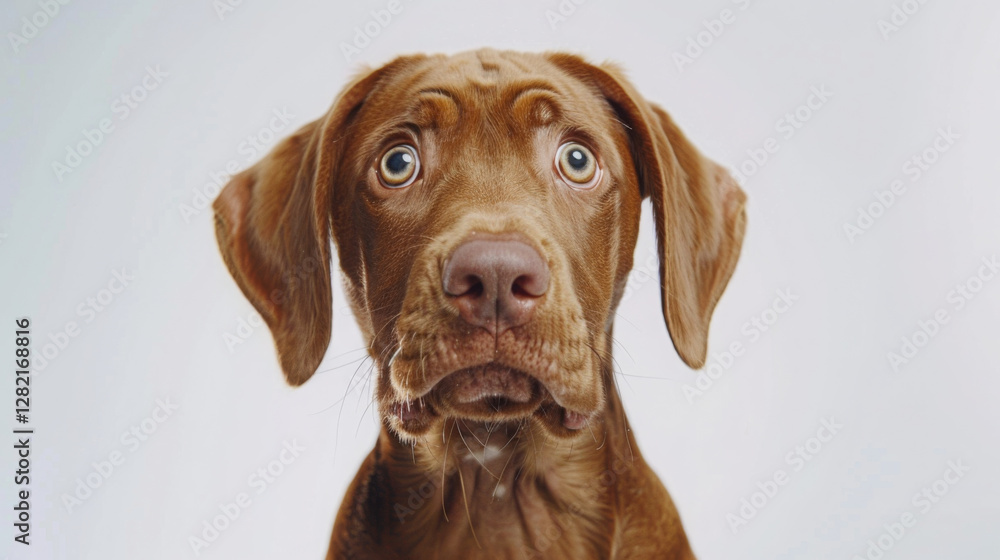 Brown dog with big eyes and a sad expression Brown dog with big eyes and a sad expression