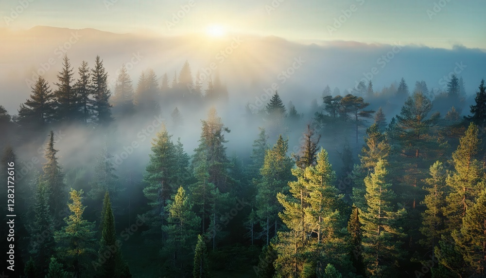 Misty pine forest at dawn, dense and mysterious, with light fog gently rising from the ground, creating an ethereal and tranquil atmosphere perfect for nature-themed photography.
Misty pine forest at dawn, dense and mysterious, with light fog gently rising from the ground, creating an ethereal and tranquil atmosphere perfect for nature-themed photography.