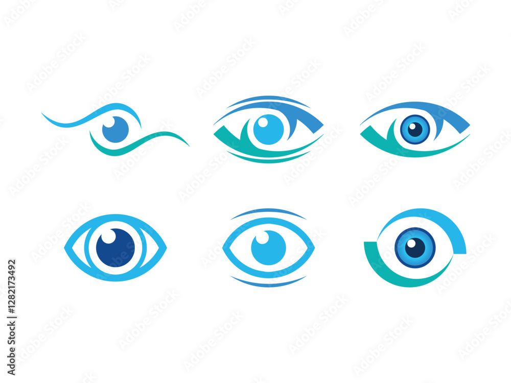 set of editable vector eye symbol design illustration isolated on transparent background