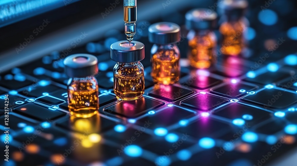 Automated vaccine dispensing in a futuristic lab Automated vaccine dispensing in a futuristic lab