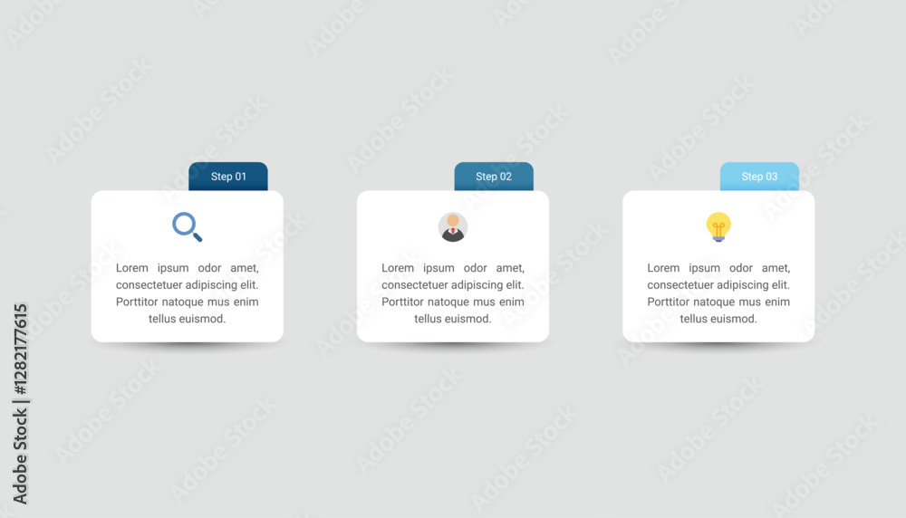 Rectangle 3 steps process infographic for data visualization Rectangle 3 steps process infographic for data visualization