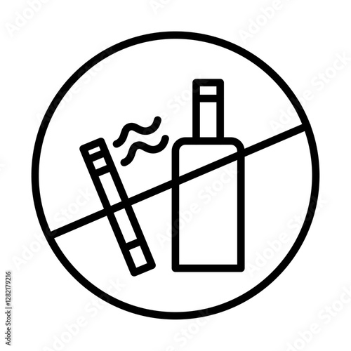 No alcohol and cigarettes icon simple vector symbol