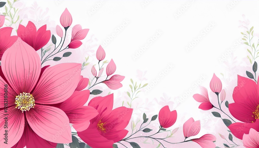 Naklejka premium greeting card invitation design with pink abstract flower floral illustration on white background