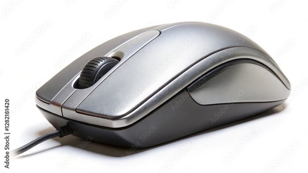 Silver Computer Mouse on White Background Silver Computer Mouse on White Background