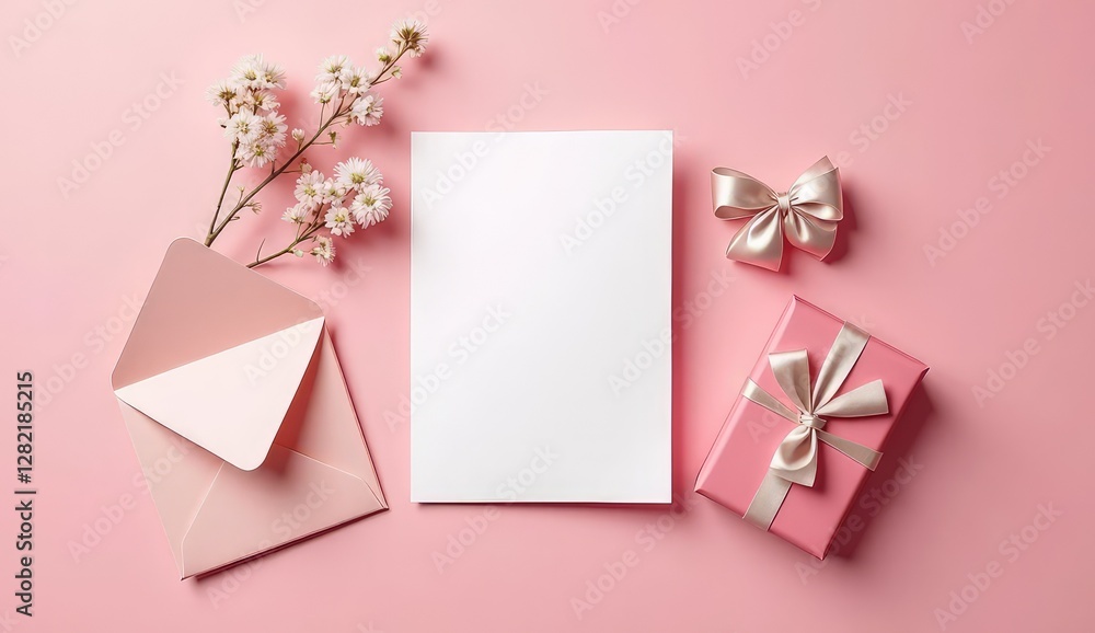 greeting card with flowers, gift, and soft design greeting card with flowers, gift, and soft design