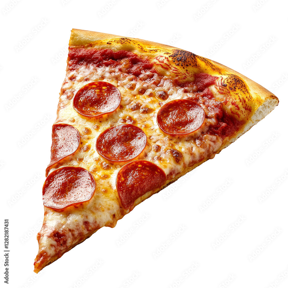 a slice of pizza with lots of cheese and pepperoni, white background a slice of pizza with lots of cheese and pepperoni, white background