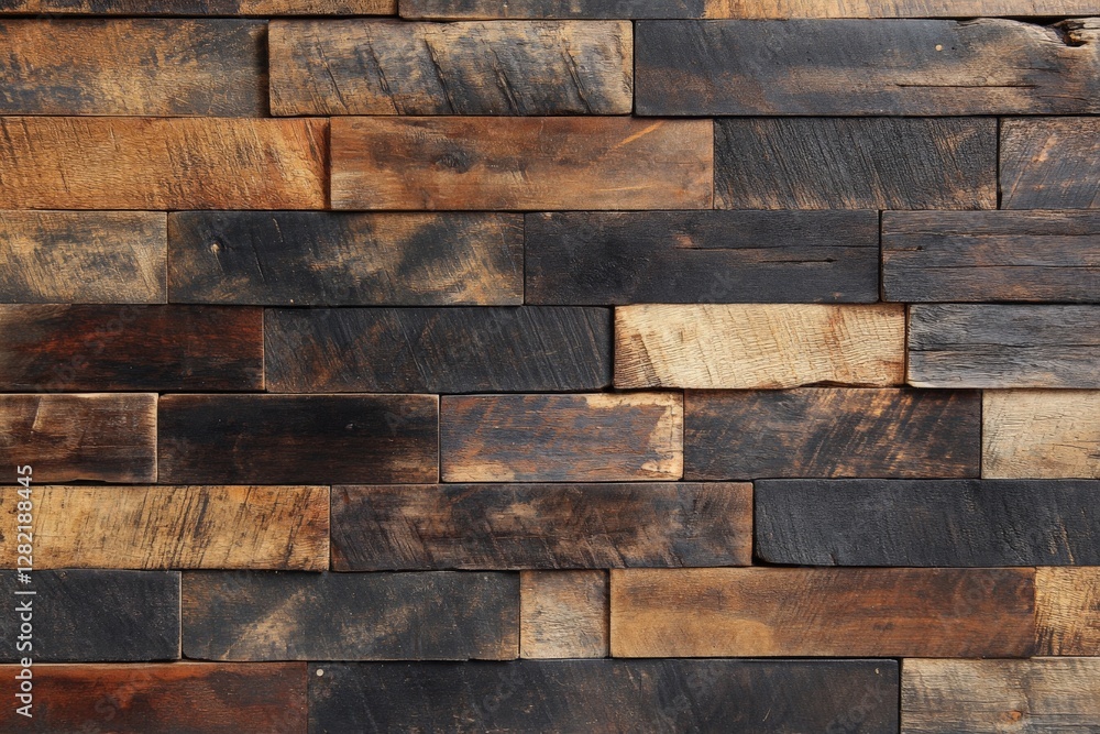Textured wooden wall showcasing a mix of dark and light tones in natural and rustic patterns Textured wooden wall showcasing a mix of dark and light tones in natural and rustic patterns