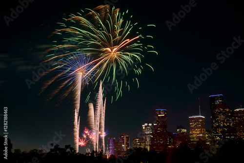 Fireworks Over the Houston, Texas City Skyline