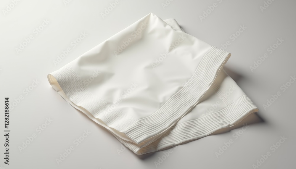 A folded paper napkin with a blank space for design, placed neatly on a simple background with soft lighting, product-focused with copy space
