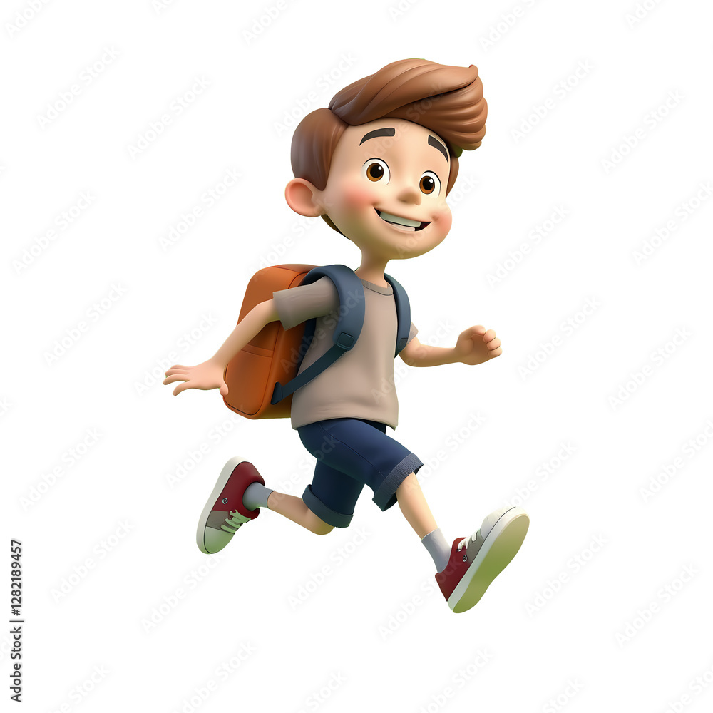 Happy Boy Running to School generative AI Happy Boy Running to School generative AI