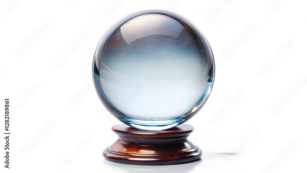 Glass Orb on Wooden Stand Glass Orb on Wooden Stand