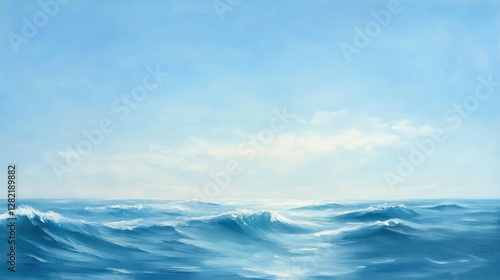 Calm ocean waves under a bright blue sky, perfect for travel brochures