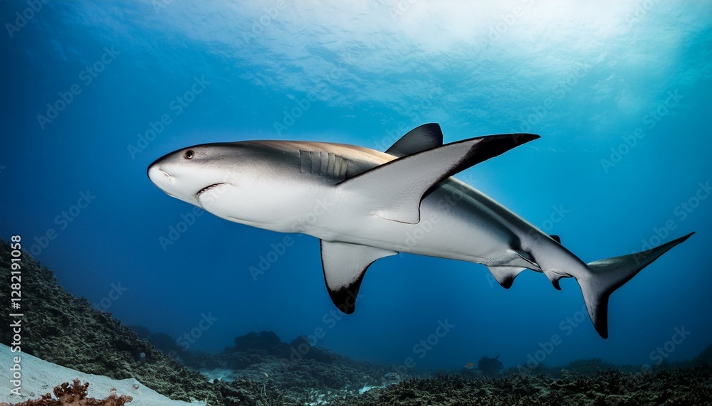 Obraz premium grey reef shark with black fins