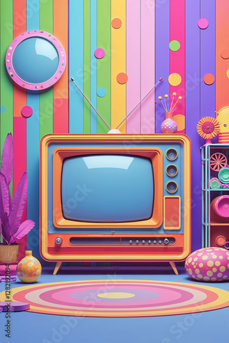 beautiful retro tv cartoon pop art design illustration
