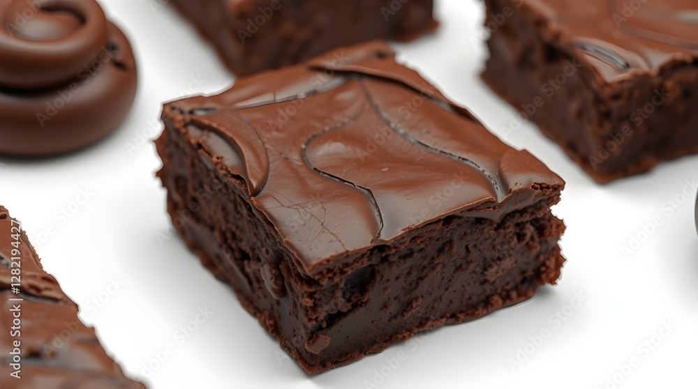 Delicious square fudge dessert with smooth chocolate. Rich chocolatey taste. Sweet indulgence. Perfect treat. Food photo. Chocolate piece. Tasty dessert. Delicious chocolate fudge piece Delicious square fudge dessert with smooth chocolate. Rich chocolatey taste. Sweet indulgence. Perfect treat. Food photo. Chocolate piece. Tasty dessert. Delicious chocolate fudge piece