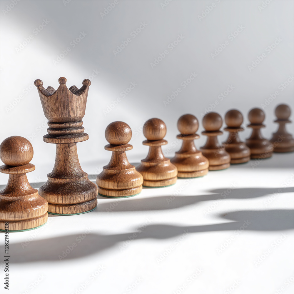Wooden chess pieces on a board, representing strategic planning and decision-making. The image highlights leadership, competition, and intellectual skills in a game of chess. Wooden chess pieces on a board, representing strategic planning and decision-making. The image highlights leadership, competition, and intellectual skills in a game of chess.