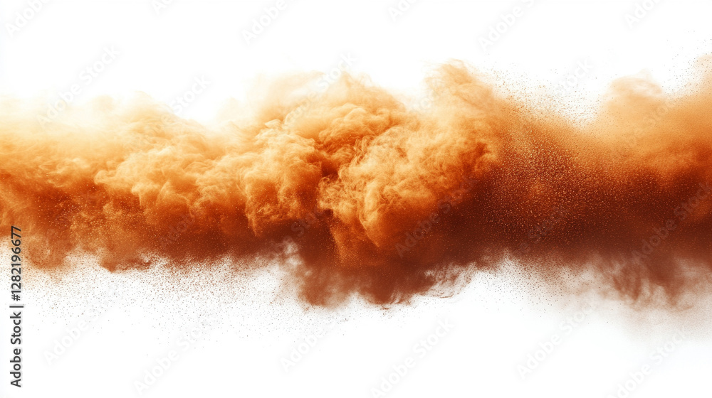 Dynamic dust burst with brown sand explosion captured mid-air symbolizing transformation energy and fleeting moments Dynamic dust burst with brown sand explosion captured mid-air symbolizing transformation energy and fleeting moments