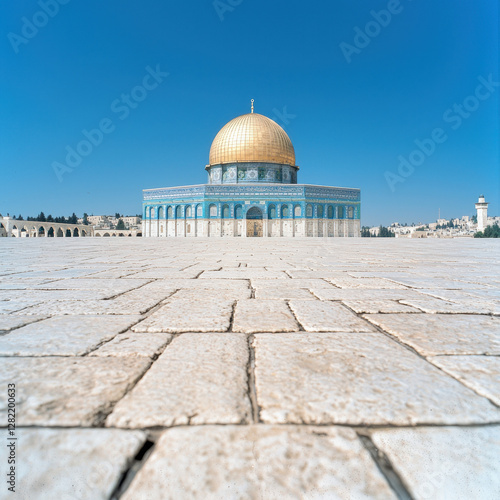 Obraz na płótnie Majestic Dome of the Rock Under a Clear Blue Sky in Jerusalem w salonie
