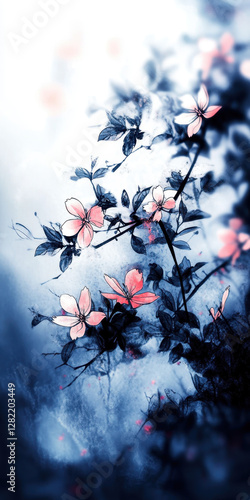 Obraz na płótnie Delicate Floral Artwork with Soft Pastel Hues and Abstract Background w salonie