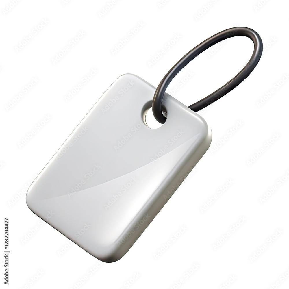 Fototapeta premium Blank White Luggage Tag with Metal Ring on a Transparent Background