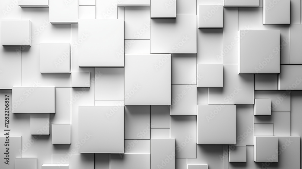 White geometric cubes arranged in abstract three-dimensional composition. Abstract design concept White geometric cubes arranged in abstract three-dimensional composition. Abstract design concept