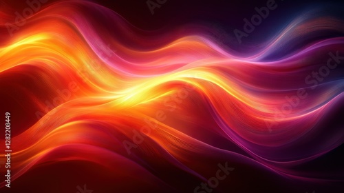 Wallpaper Mural Vibrant abstract waves of orange, pink, and purple flowing across a dark background Torontodigital.ca