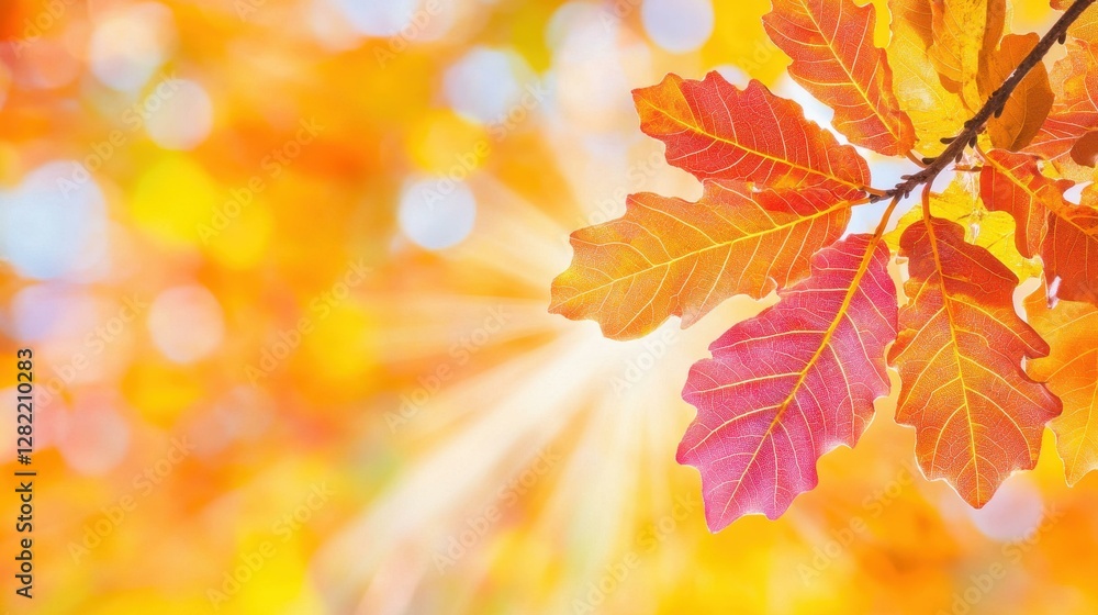 Autumn leaves in vibrant hues sway gently on branches, creating a stunning fall scene in a sunny park backdrop. Autumn leaves in vibrant hues sway gently on branches, creating a stunning fall scene in a sunny park backdrop.