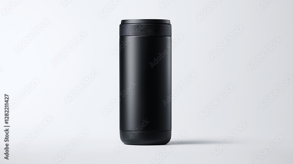 Black Cylindrical Container on White Backdrop Sleek and Modern Design Studio Still Life Photography Black Cylindrical Container on White Backdrop Sleek and Modern Design Studio Still Life Photography