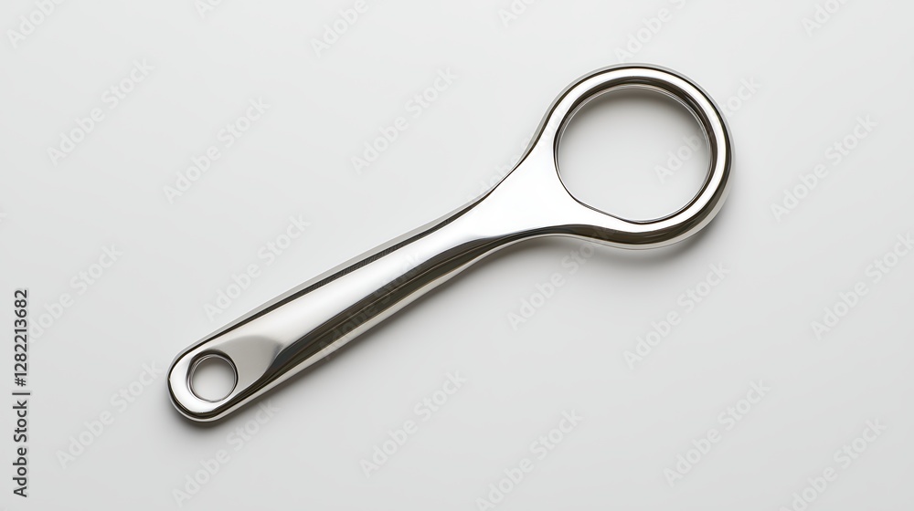 Chrome Metal Bottle Opener with Ring Handle in Simple Studio Shot for Opening Bottles Effortlessly Chrome Metal Bottle Opener with Ring Handle in Simple Studio Shot for Opening Bottles Effortlessly