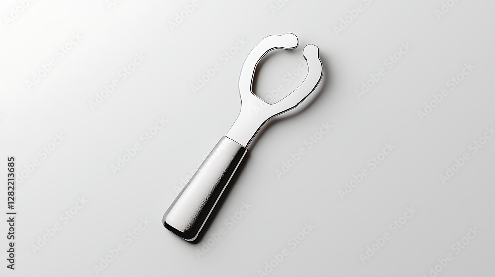 Chrome Bottle Opener Close Up Studio Shot Stylish Metal Utensil for Beverages Simple Functional Tool Chrome Bottle Opener Close Up Studio Shot Stylish Metal Utensil for Beverages Simple Functional Tool