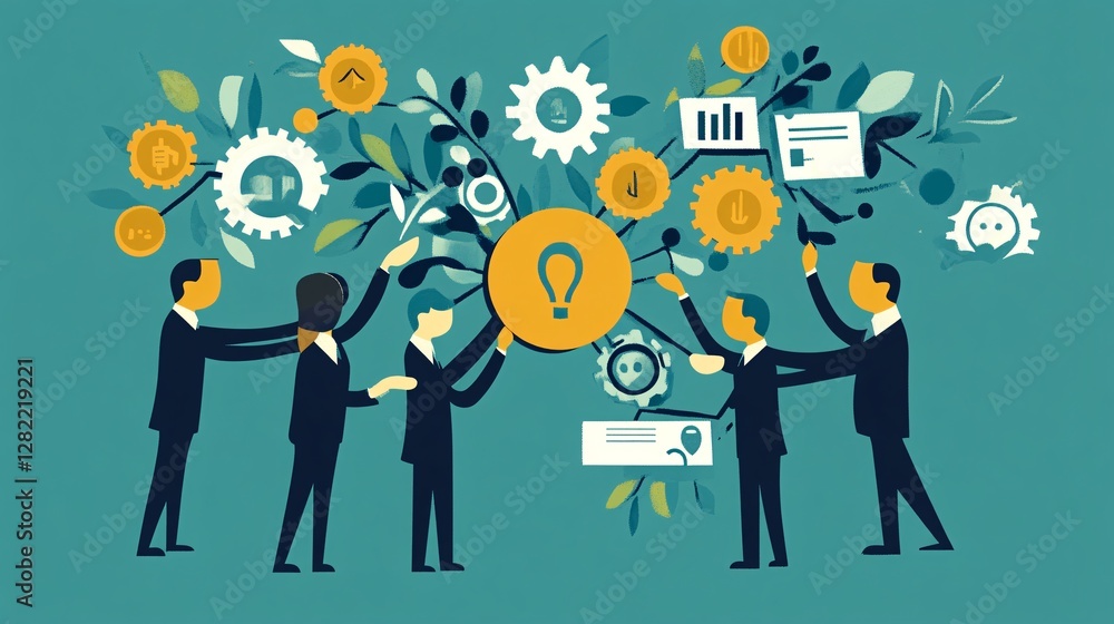 Businesspeople collaborating and connecting ideas for successful startup Businesspeople collaborating and connecting ideas for successful startup