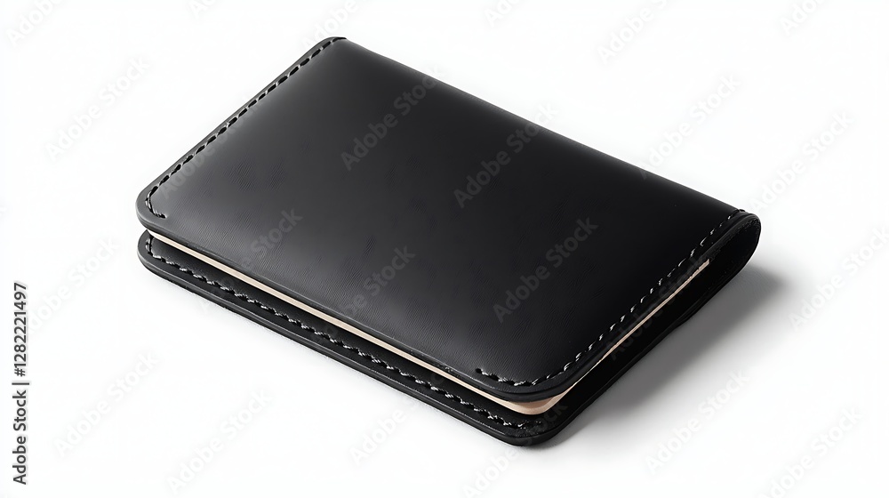 Elegant Black Leather Card Holder with Stitching Detail for Professional Use Accessory on White Backdrop Elegant Black Leather Card Holder with Stitching Detail for Professional Use Accessory on White Backdrop