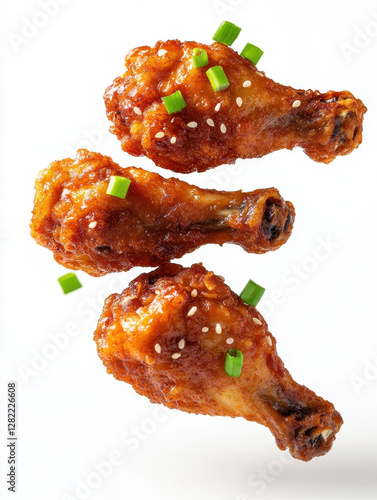 Crispy Chicken Drumsticks With Green Onion and Sesame Seeds