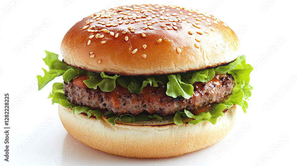 Pulled pork burger with lettuce on a on a brioche bun isolated on white background. Pulled pork burger with lettuce on a on a brioche bun isolated on white background.